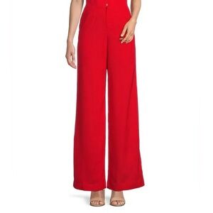 NWT Alex Marie‎ Red Wide-Leg Satin Pants Size 12 Elegant Evening Luxe Bold Chic